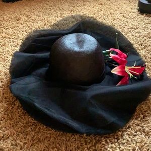 Irene of New York Hat Wide Brim Straw and Organza Kentucky Derby